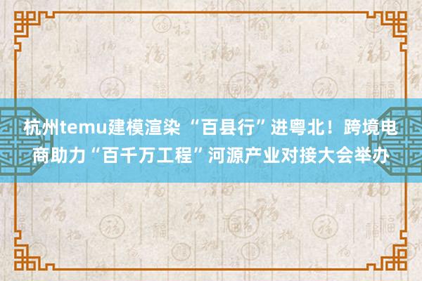 杭州temu建模渲染 “百县行”进粤北！跨境电商助力“百千万工程”河源产业对接大会举办