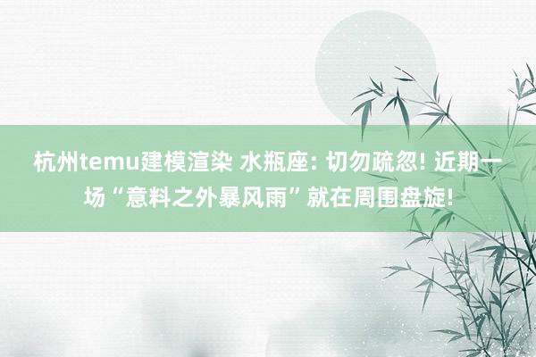 杭州temu建模渲染 水瓶座: 切勿疏忽! 近期一场“意料之外暴风雨”就在周围盘旋!